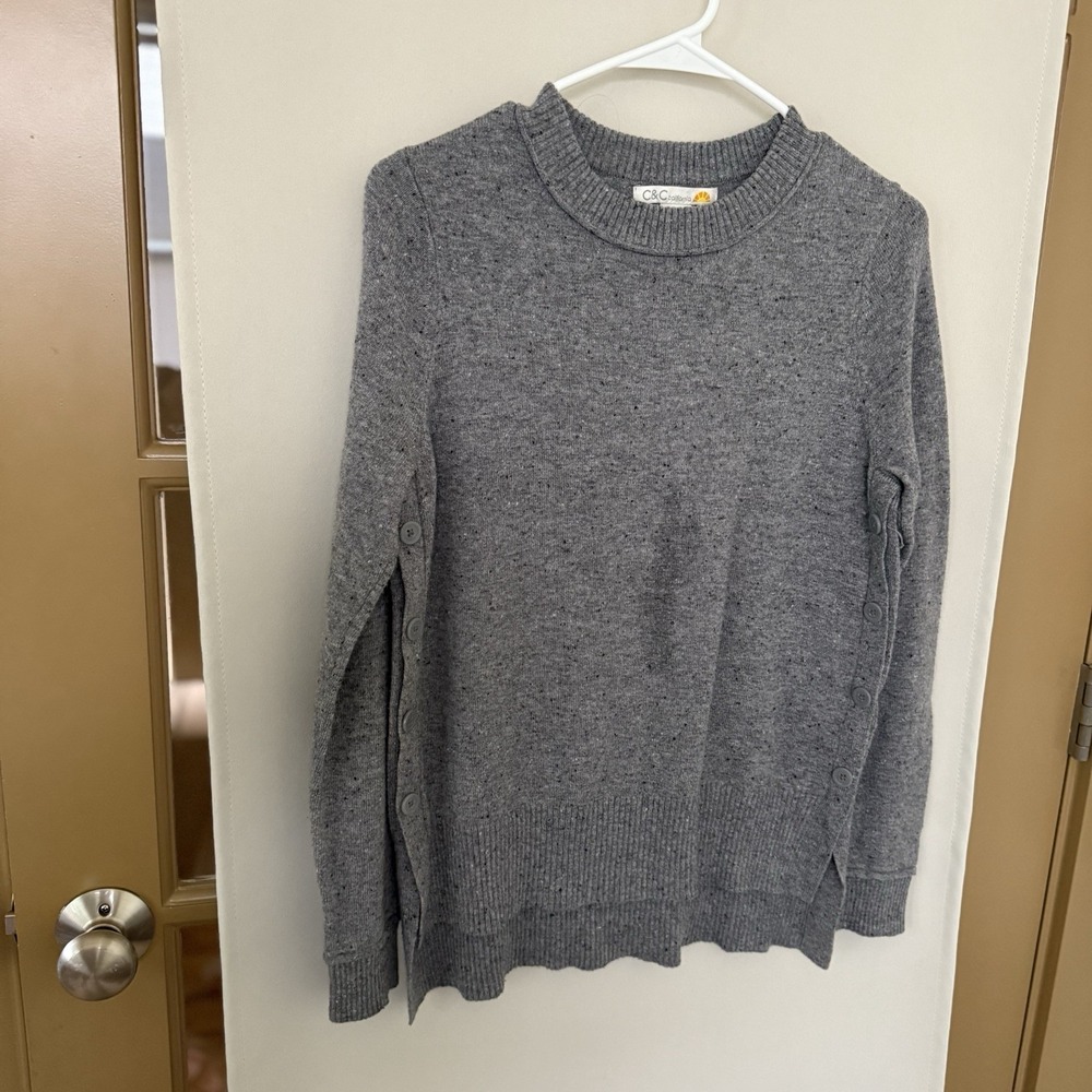 C&C California Womens Large Grey Merino Wool Alpaca Blend Long Sleeve Sweater
